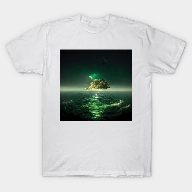 The Light Over Dark Seas of Green T-Shirt by CafePurr